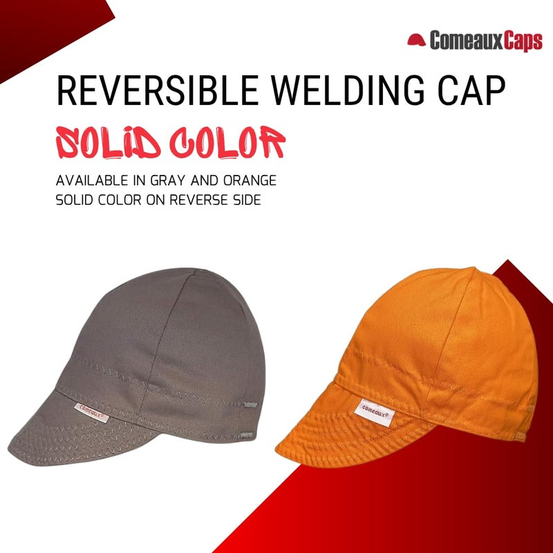 Comeaux Caps Reversible Welding Cap Solid Grey Size 7 5/8 - Image 3